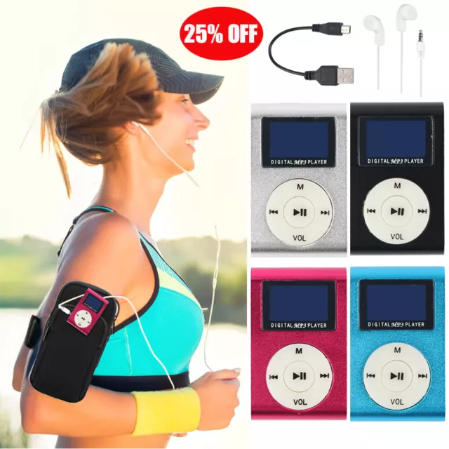 Portable Digital MP3 Player Micro SD Clip USB Music Player with Earphones Bundle