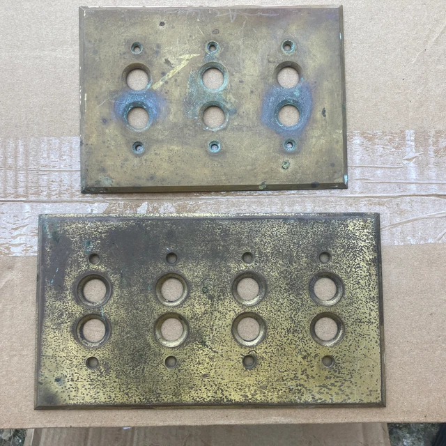 Vintage Wall Switch Plate Cover Brass Electric Push-Button