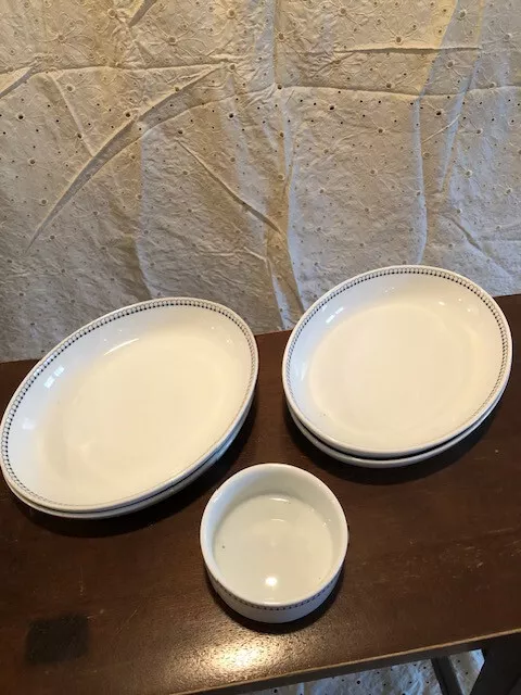 Vintage U.S. Airways set of white plates, serving dishes, and one small bowl