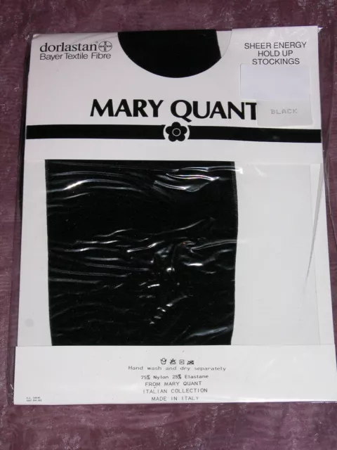 Vintage Mary Quant Black Sheer Energy Hold Ups - New & Sealed - Size Large