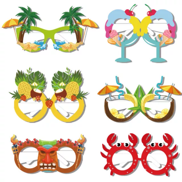 6Pcs Hawaiian Party Sunglasses Flamingo Tropical Pool Beach Party Decorat YK