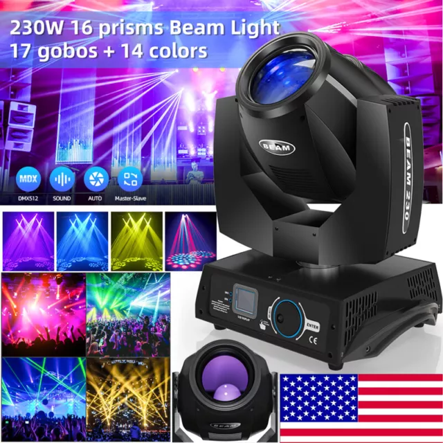 230W 7R Zoom Moving Head Beam Sharpy DMX 8+16 Prism 17Gobo Strobe Stage Lights