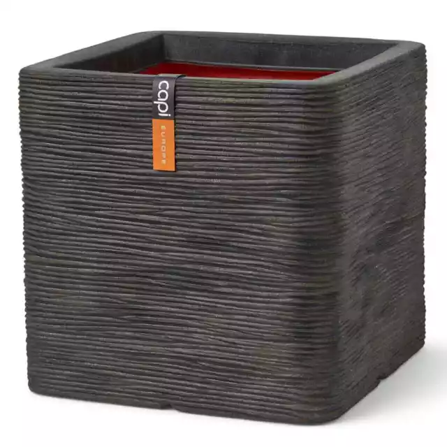 Capi Planter Nature Rib Square 30x30x30 cm Dark Brown