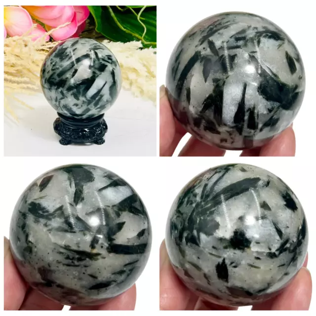 Green Tourmaline in Quartz Sphere Healing Crystal Ball 282g 56mm
