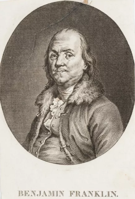 Benjamin Franklin, Kupferstich Barock Porträt 1750-1799 Unbekannt (18.Jhd)