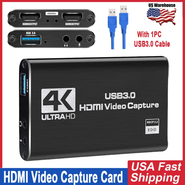 3 x 1 4K Audio Video Capture Card for USB 3.0 HDMI Video Capture Device Full HD