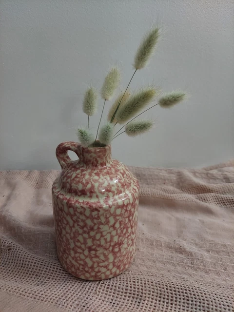 Roseville Pottery Red Spongeware Jug *Flowers Included*!