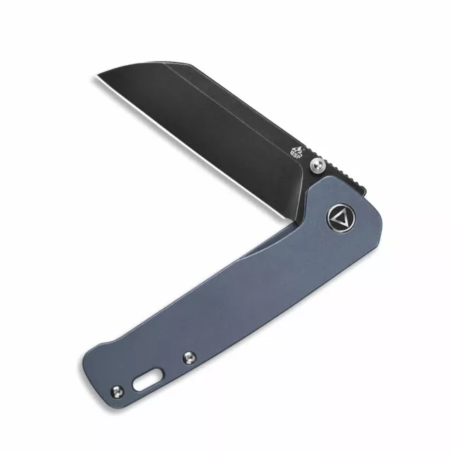 QSP Knives Penguin Liner Lock 130-S Knife Black 154CM & Blue Titanium