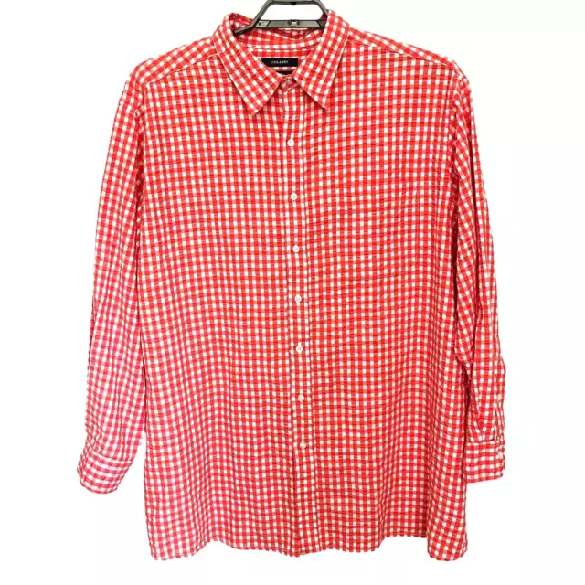 HARBOR BAY COOL & Dry SeerSucker Button Up Mens Shirt Size 2XL Coral ...