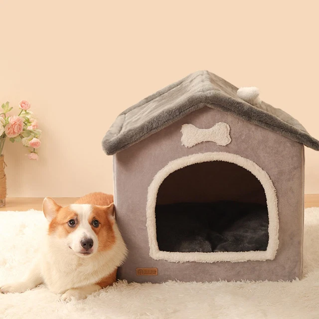 Foldable Cat Bed Pet Dog House Kennel Removable Warm Nest Enclosed Tent CaveSofa