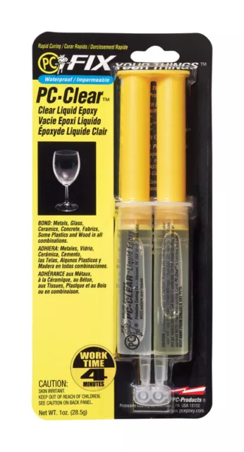 PC Products PC-Clear Epoxy Adhesive Liquid, 1oz Double Syringe, Clear 70147