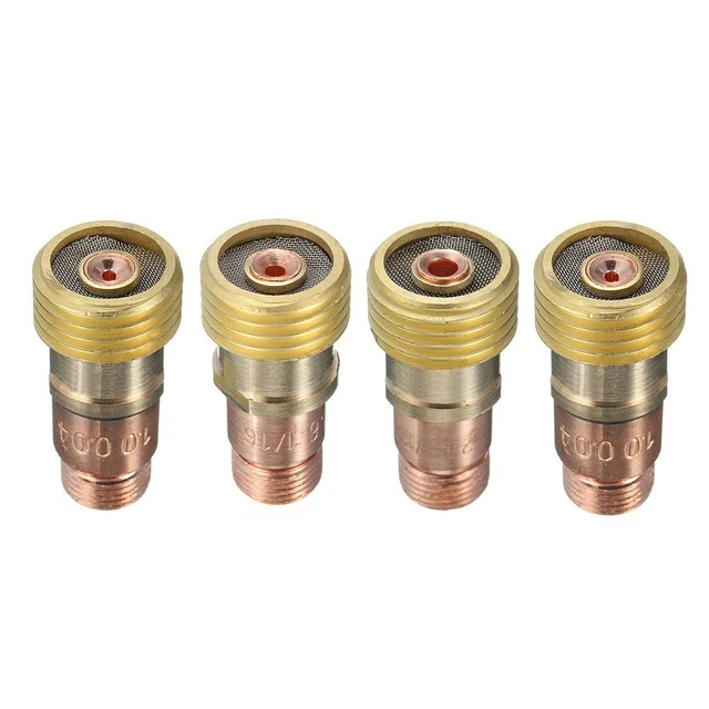 Stubby Gas Lens Connector with Mesh for Tig WP 17/18/26 Brass Collets Body
