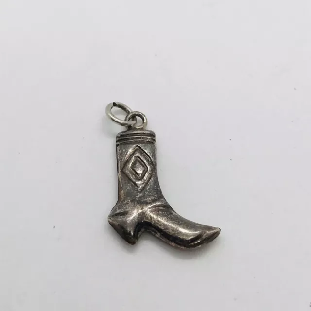 1.1g 925 STERLING SILVER COWBOY BOOT VINTAGE PENDANT CHARM SOUTHWESTERN