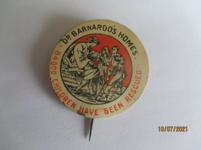 Dr. Barnardo's Antique 1917 Wwi Period Fund Raising Paper Flag Pin Badge Rare