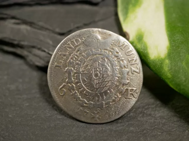 Antiker Silber Knopf 6 Kreuzer 1766 Karl Theodor München Bayern Charivari Tracht