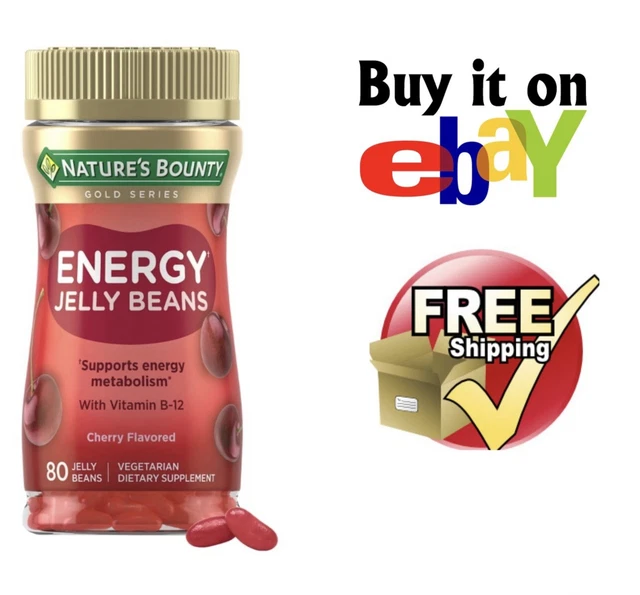 NATURES BOUNTY VITAMIN B12 For Energy Metabolism Jelly Beans Cherry 80