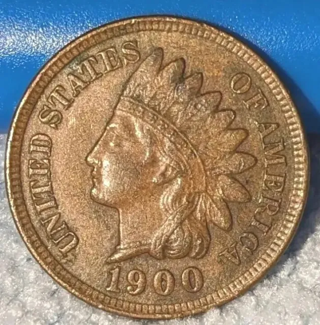 Rare 1900 Indian Head One Cent Coin  Lowest Mintage Year Full Liberty Head Band