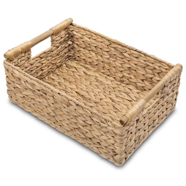 Peinthe pour le Stockage, Panier de Rangement en Osier avec PoignéE en Bois C1E6