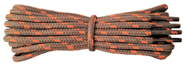 Light brown and orange Boot Laces - 4 mm round - for walking and hiking boots