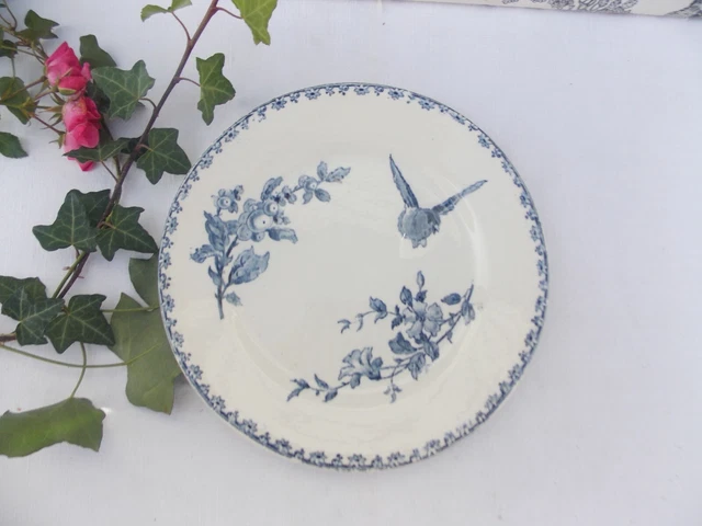 1 Ancienne Assiette Terre De Fer Sarreguemines Decor Oiseau