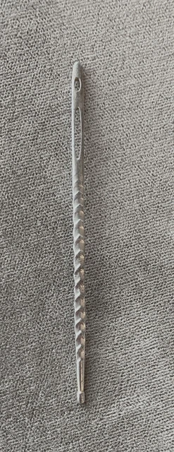 Antique BODKIN, Threader, Bulb end, Two Eyes, Nice pattern on shaft, c. 1890