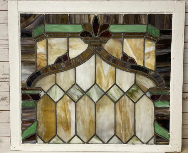 2 Antique American Stained Glass Windows Architectual Salvage