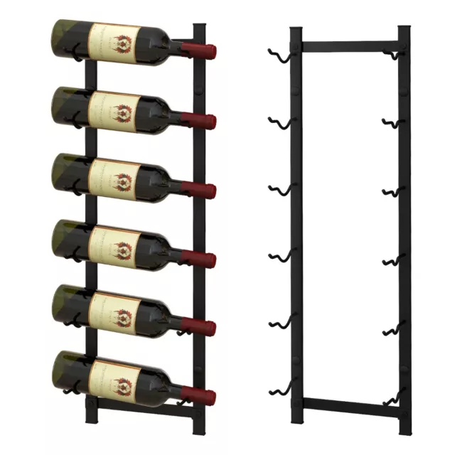 Porte Bouteille Mural Métallique 73 cm Casier/Étagère à Vin pour 6 Bouteilles p