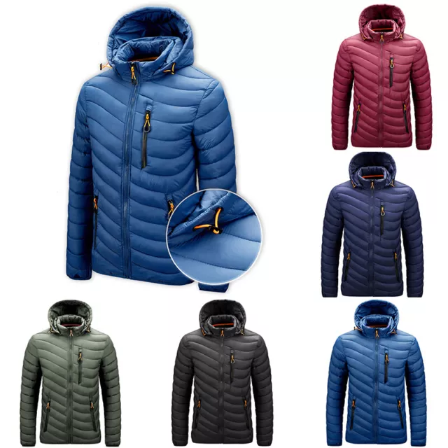Men's Winter Hooded Quilted Padded Coat Bubble Puffer Jacket Tops Outwear Parka