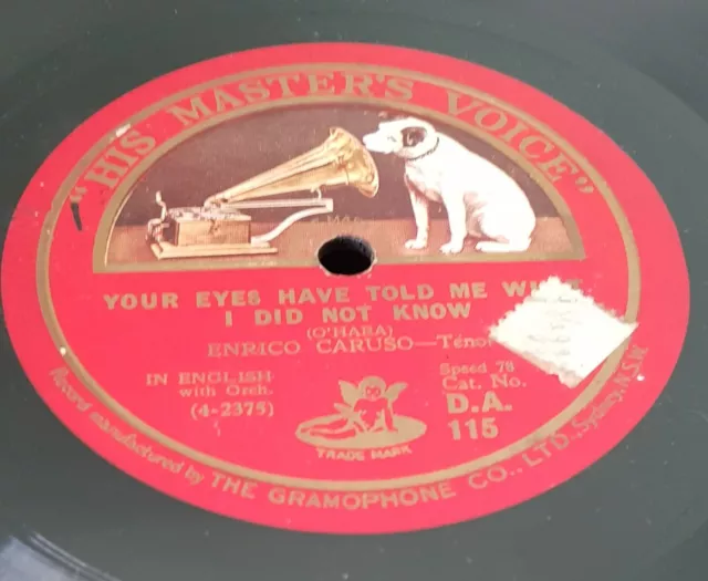 Enrico Caruso – Your Eyes Have Told Me What I Did Not Know - 78RPM 10" VG