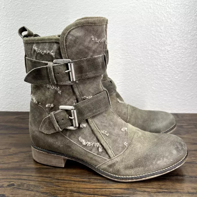 Boutique 9 Womens Boots Size 6 Distressed Buckles Suede Moto Zip Boots