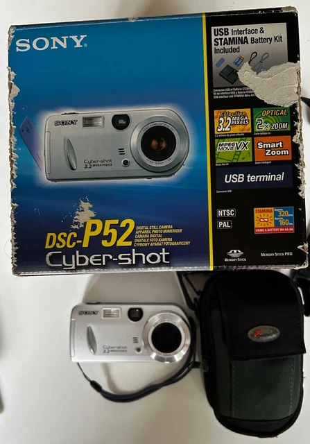 Appareil photo Sony DSC-P52 CyberShot (boite + sacoche + manuel + carte mémoire)