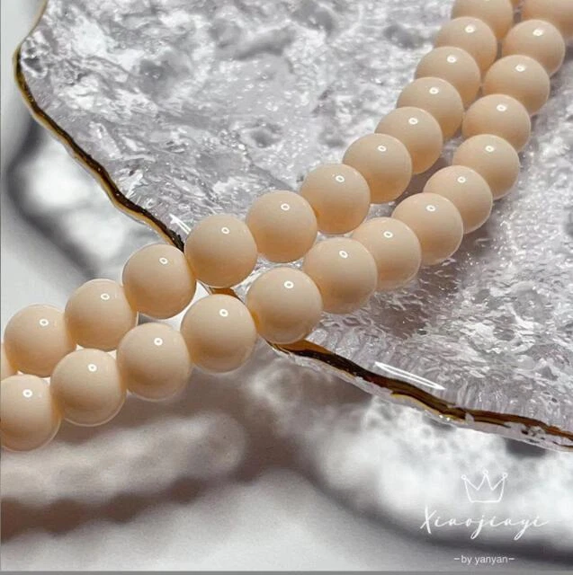 Wholesale 5pcs/package 8mm Glass Porcelain Jade Solid Color Light Beads Bracelet