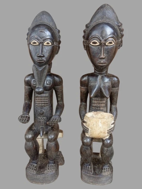 Masque Baoulé Ancien Côte D'Ivoire Art Tribal Africain En Bois - Pièce Ethnique Décorative Ou Collection