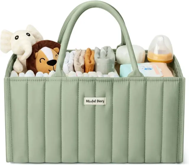 Baby Diaper Caddy Organizer - Stylish Nursery Storage Basket for Diapers and Bab