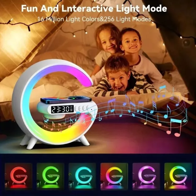 Kabelloses Ladegerät Wecker Bluetooth Lautsprecher LED lampe Smart RGB Wecker