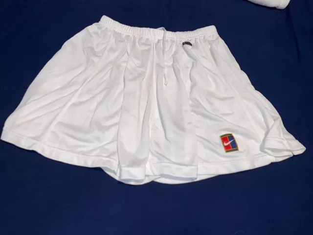 Vintage 90s Nike Women's Tennis Skirt White Court Wimbledon Size L USA Made