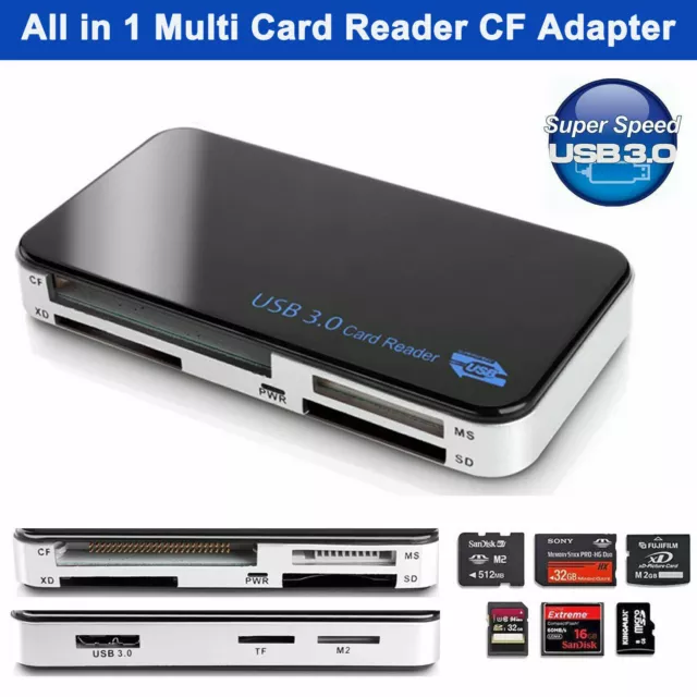 USB 3.0 All in 1 Compact Flash Multi Card Reader 5gbps CF Adapter Micro SD MS XD