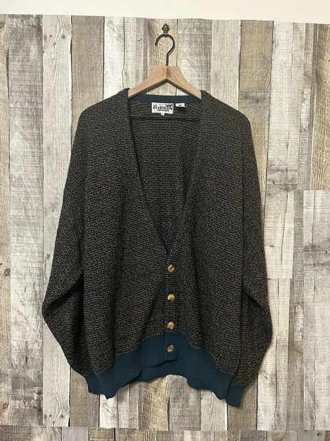 Vintage 1980’s Cardigan Wool Sweater Speckled Pattern Size XL True VTG