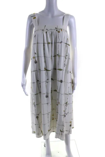 Sancia Women's Floral Print Square Neck Shift Dress White Size M