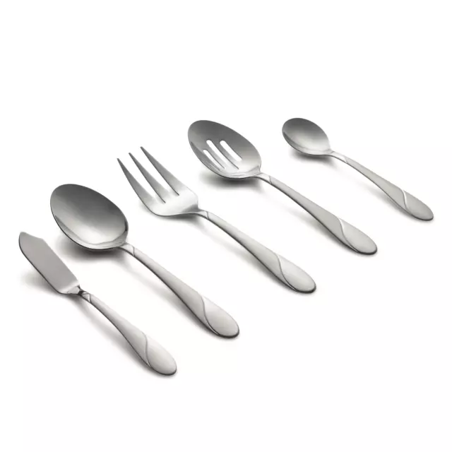 Cambridge Silversmiths Swirl Sand 89 Piece Flatware Set with 5 Piece Hostess Set 2