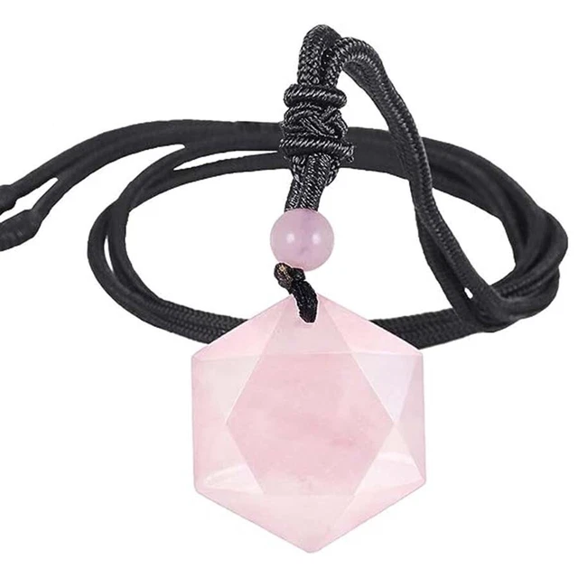 Natural Healing Crystal Stone Star of David Hexagram Amulet Gem Pendant Necklace