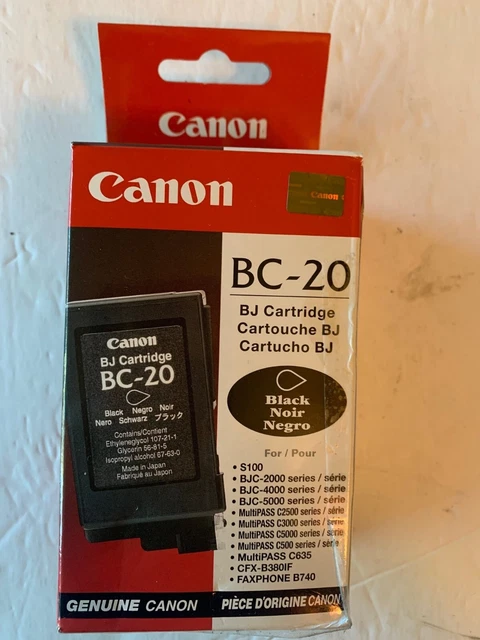 Genuine Canon BC-20 Black BJ Printer Ink Cartridge NEW