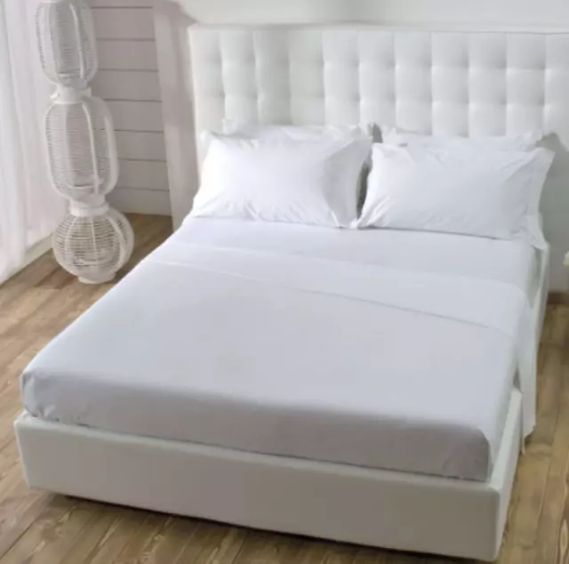 Offerta Coppia Lenzuola Cotone Con Elastico Matrimoniale Col Bianco Art Optical