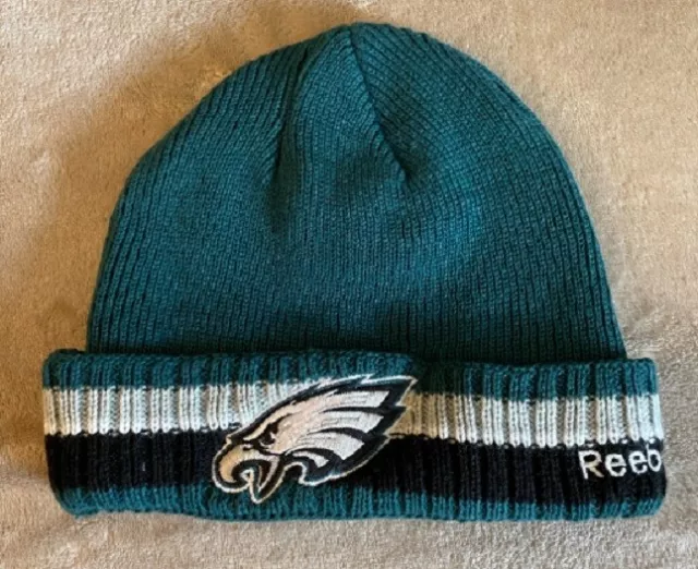 PHILADELPHIA EAGLES Logo NFL Onfield Reebok Knit Green Beanie Cap Hat