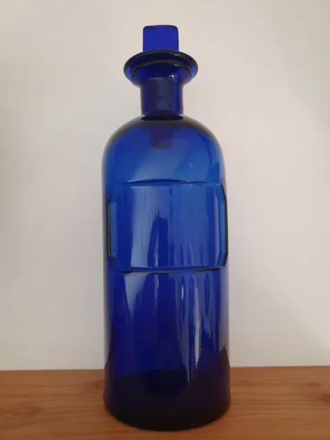 antico flacone bottiglia contenitore medico farmacia vetro blu metà 800