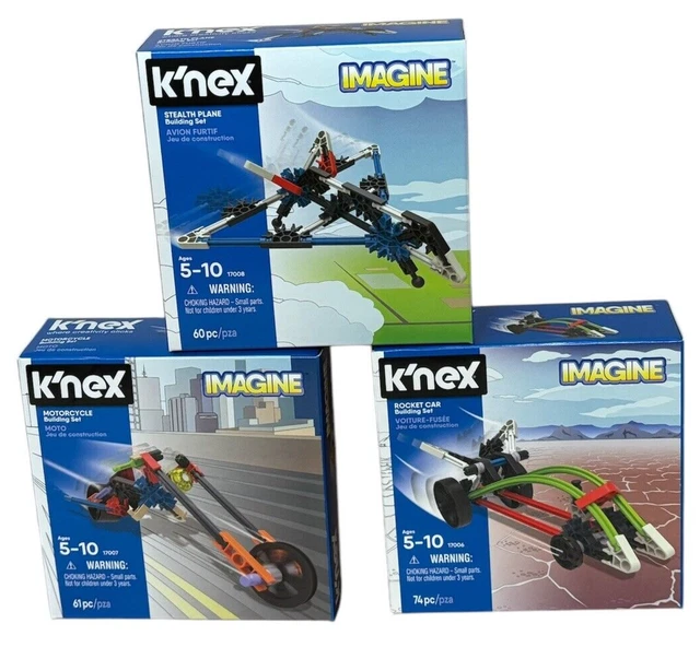 K NEX IMAGINE 3 Vehicle Building Set Packs Plane Car Motorbike 11.95 PicClick UK