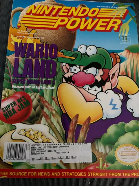 Nintendo Power Volume 58 March 1994 Ken Griffey Jr Poster + cards Wario MLB NBA
