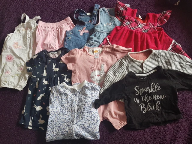 Baby Girl Summer clothes Bundle 3-6 months dresses trousers denim pinafore