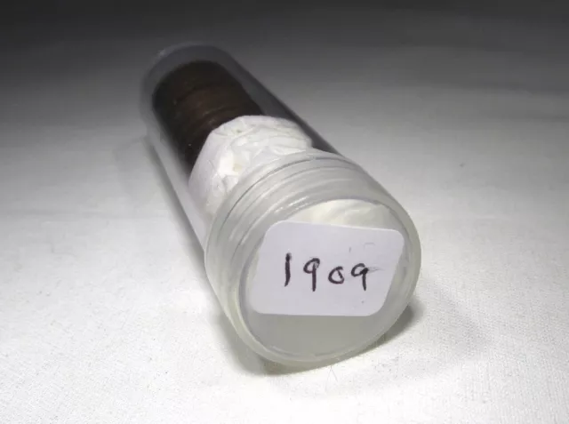 1909 Lincoln Wheat Cent Half Roll 1st Year Issue 25 Coins Old Dealer Stock AP93