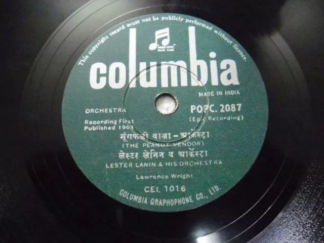 Lester Lanin & His Orchestra Columbia Peanut Hawaiian Popc 2087 Rare 78 Rpm Ex